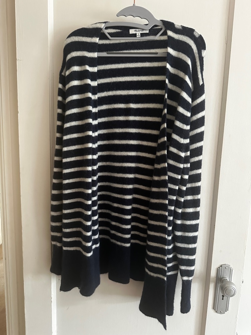 Madewell Striped navy & White Cozy Walker Striped Cardigan.